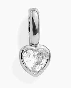 Crystal Heart Silver Charm