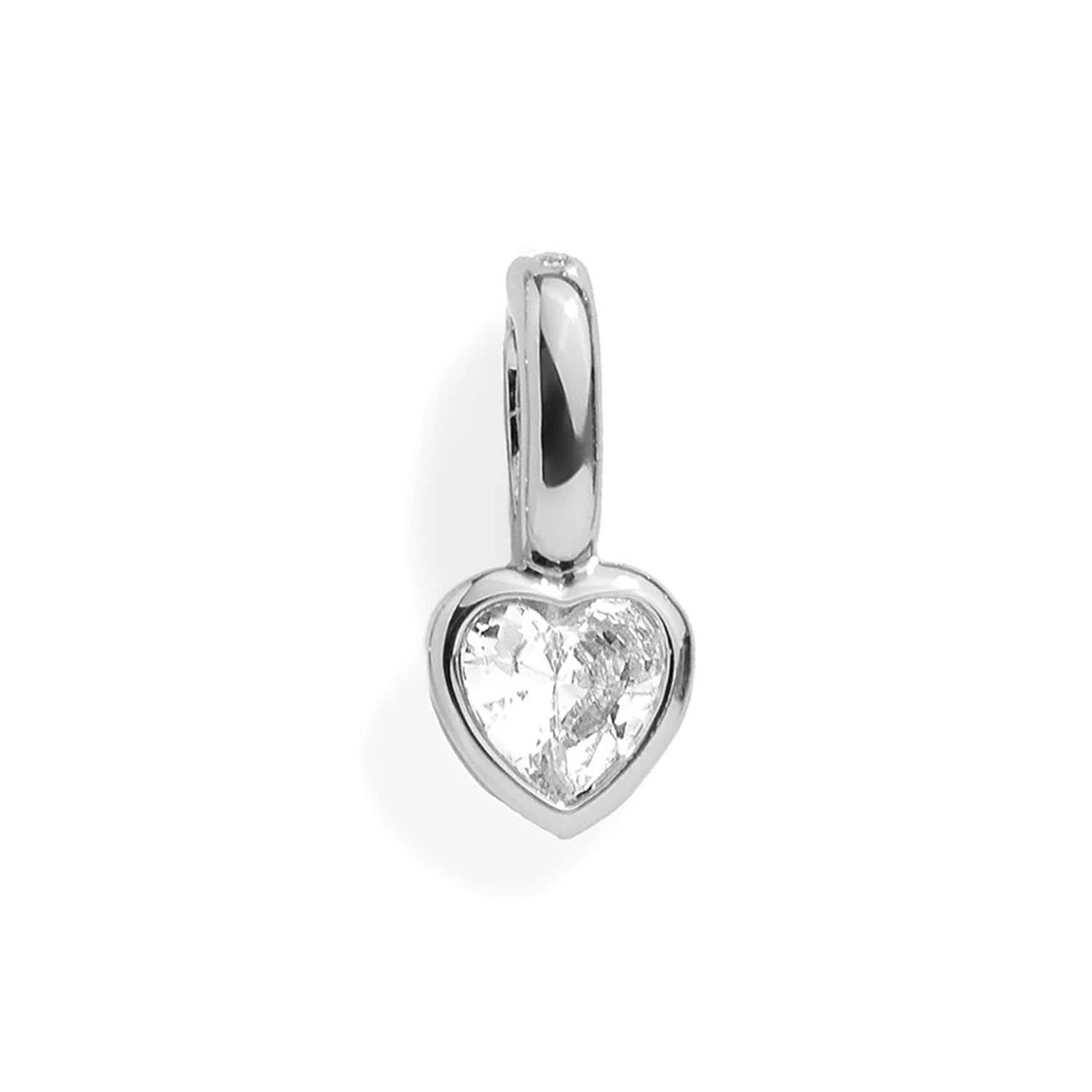 Crystal Heart Silver Charm