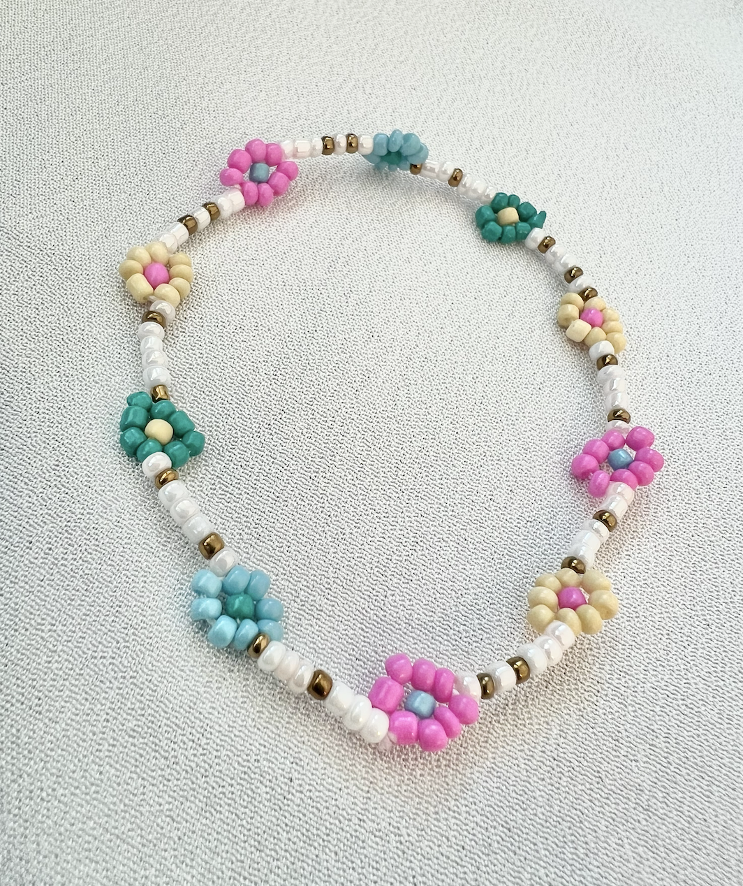 Mini Beads Armbånd - Blomster Multi