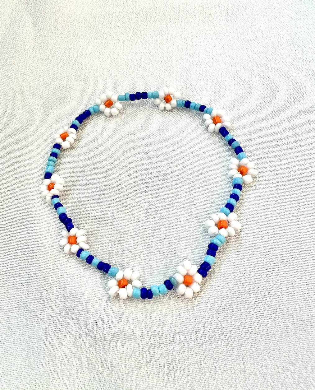 Mini Beads Armbånd - Blomster Blå