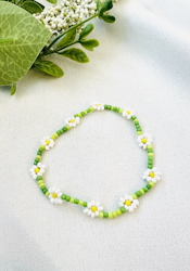 Mini Beads Armbånd - Blomster Grønn