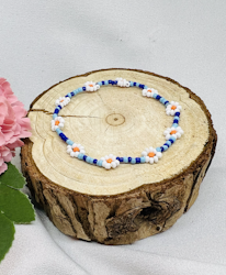 Mini Beads Armbånd - Blomster Blå