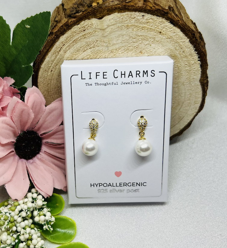 Life Charms - Pearl Drop Øredobber