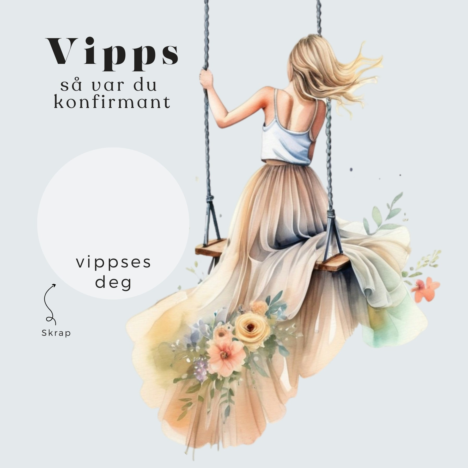 Vipps Konfirmasjonskort  - Jenta på huska