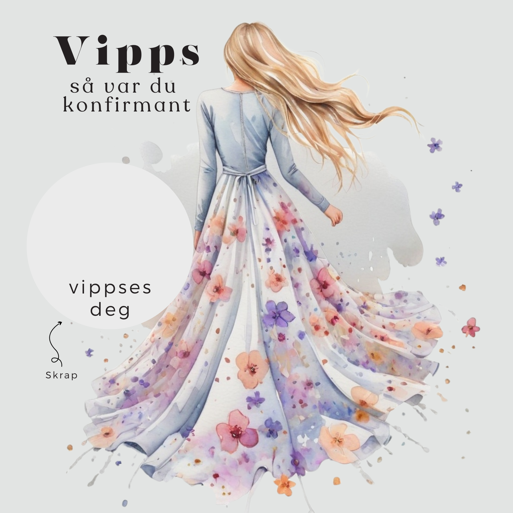 Vipps Konfirmasjonskort  - Blomsterkjole