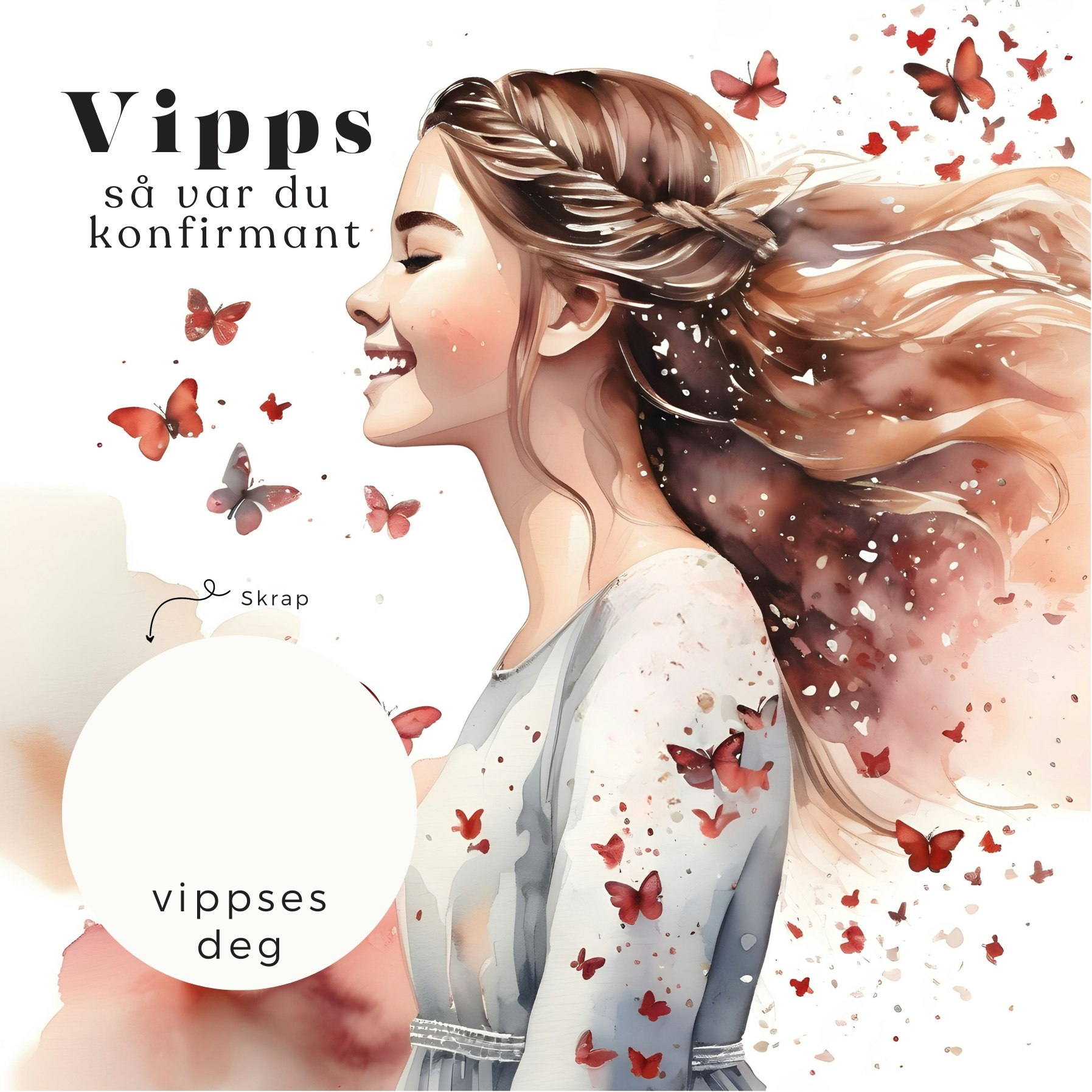 Vipps Konfirmasjonskort  - Sommerfugl