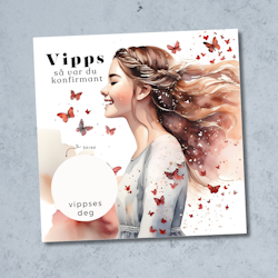 Vipps Konfirmasjonskort  - Sommerfugl