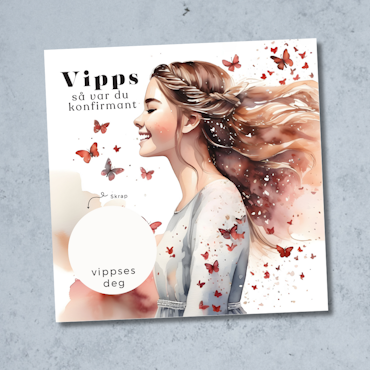 Vipps Konfirmasjonskort  - Sommerfugl
