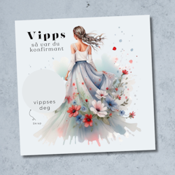 Vipps Konfirmasjonskort  - Blomsterkjole