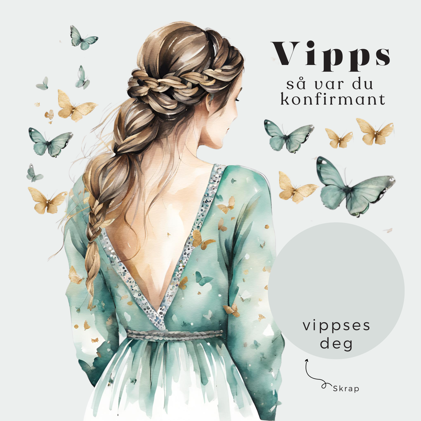 Vipps Konfirmasjonskort - Sommerfugl