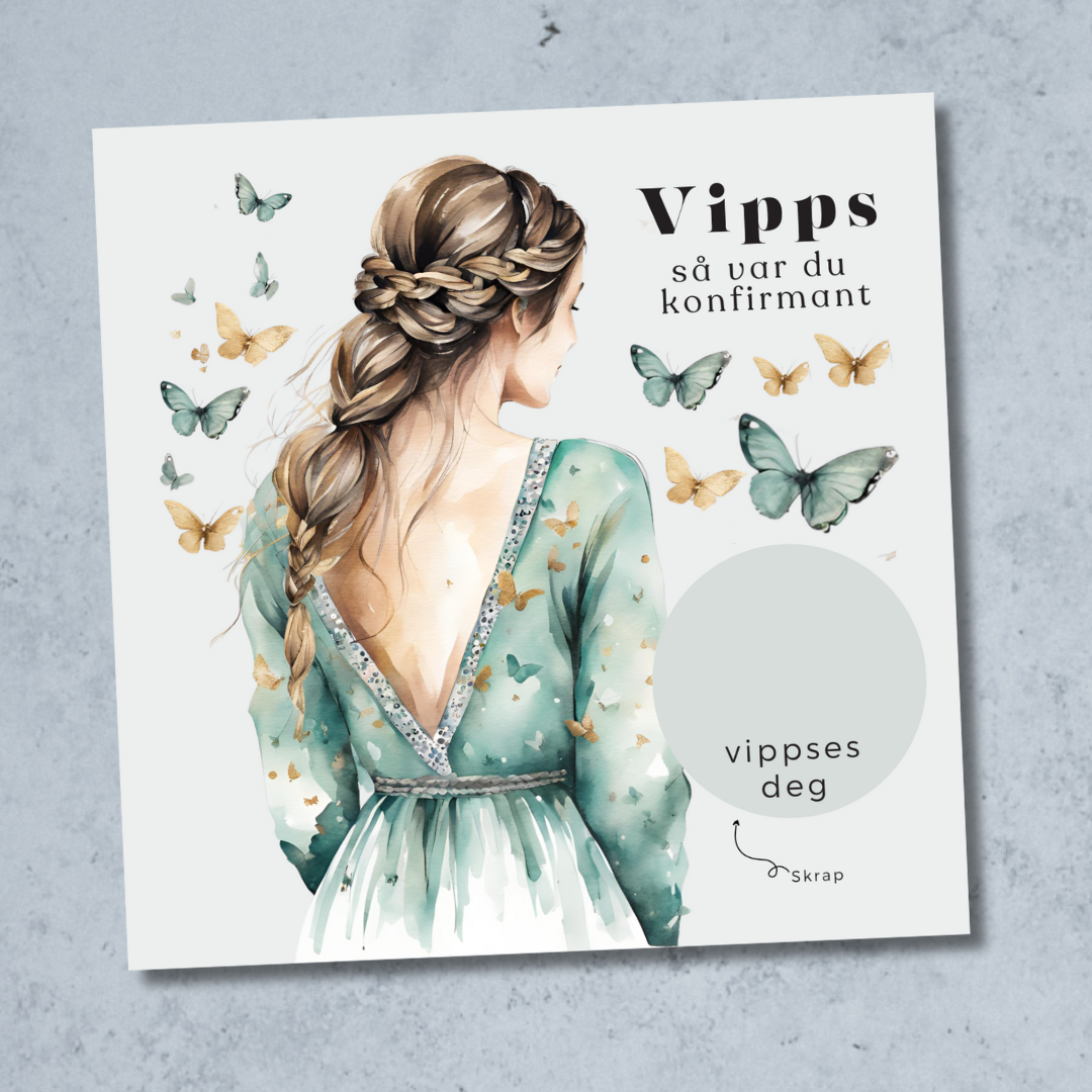 Vipps Konfirmasjonskort - Sommerfugl