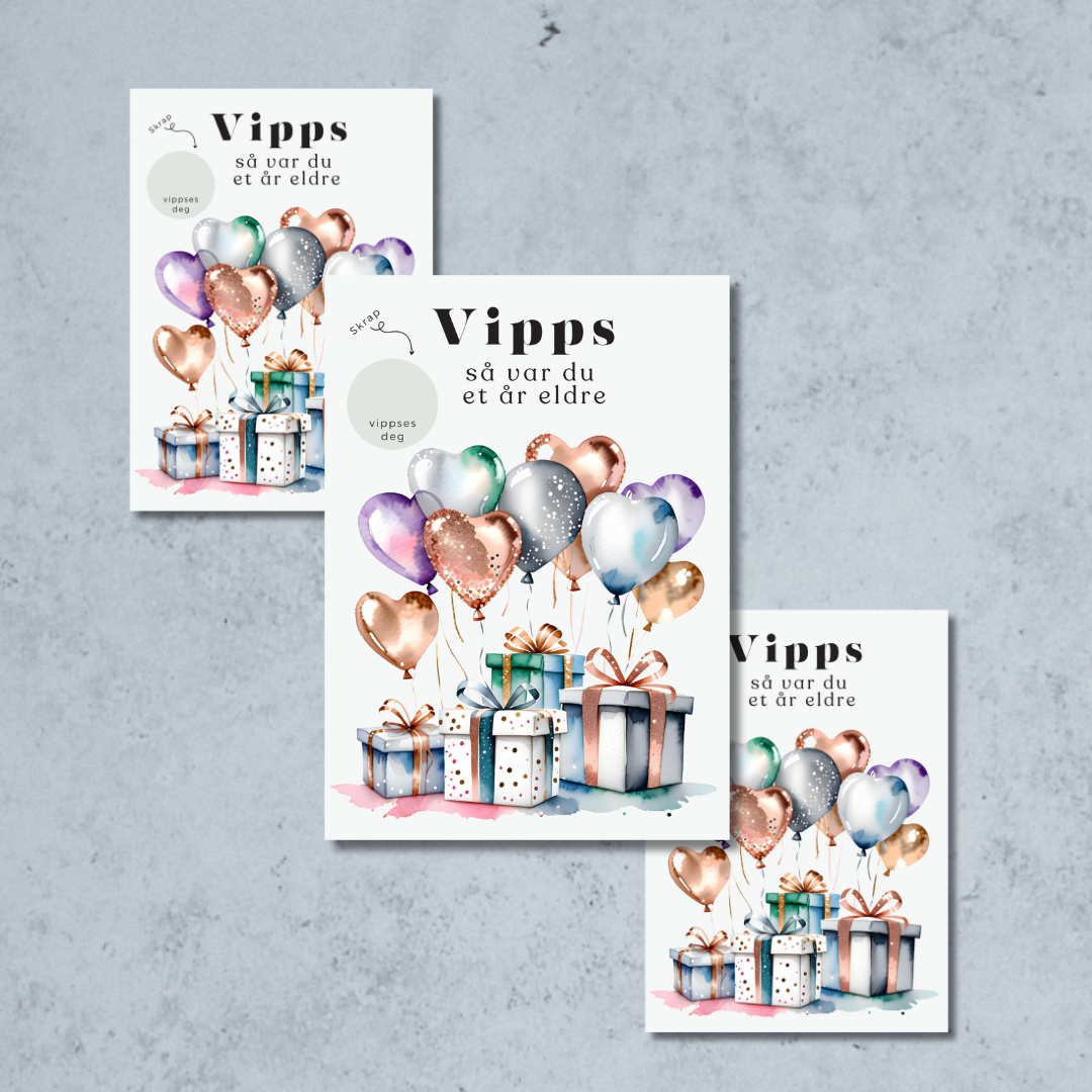 3pk Vipps Skrapekort - Gaver & Ballonger