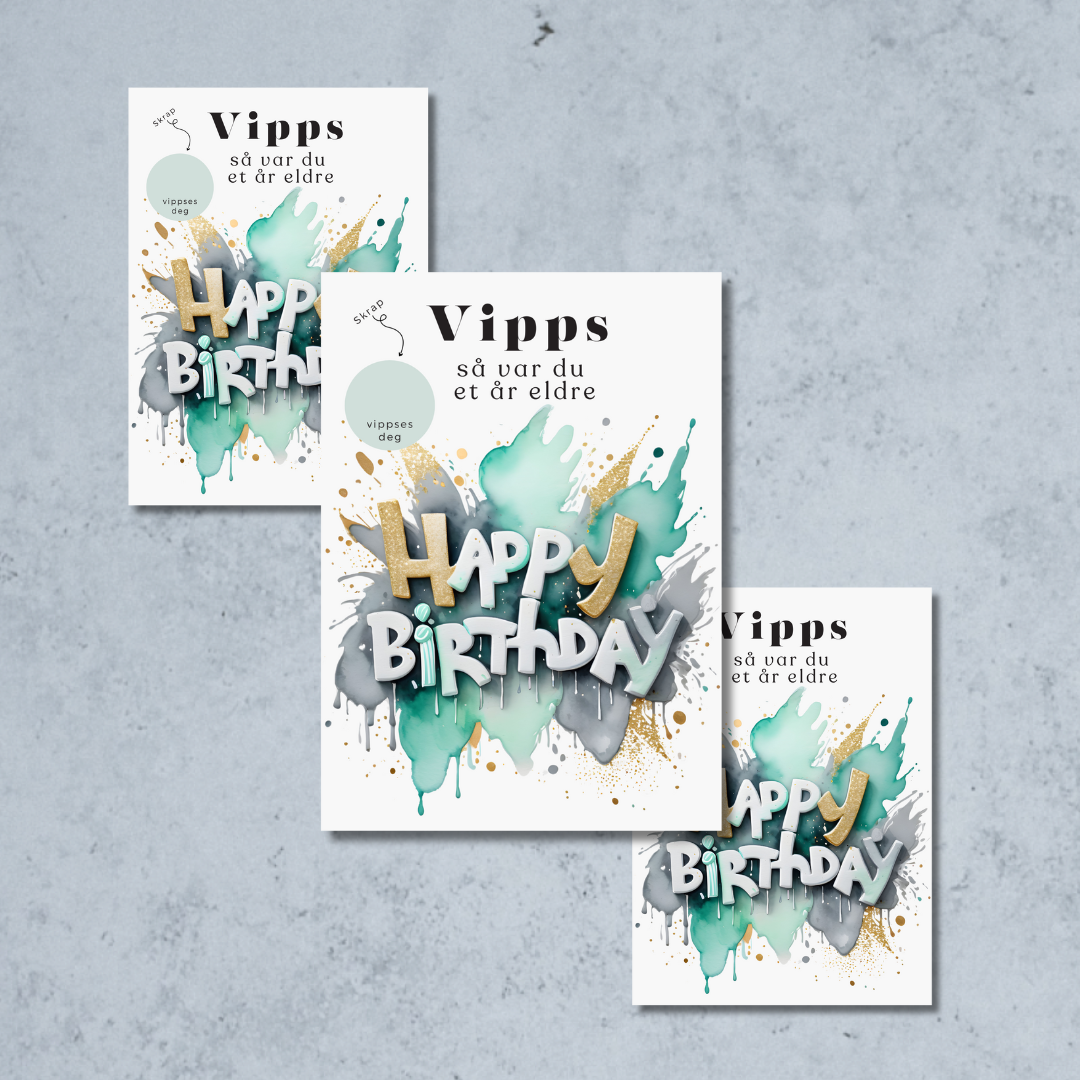 3pk Vipps Skrapekort - Happy Birthday