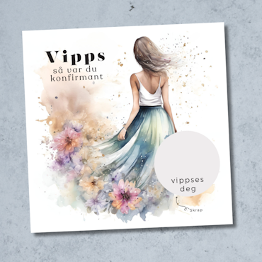 Vipps Konfirmasjonskort  - Blomsterkjole