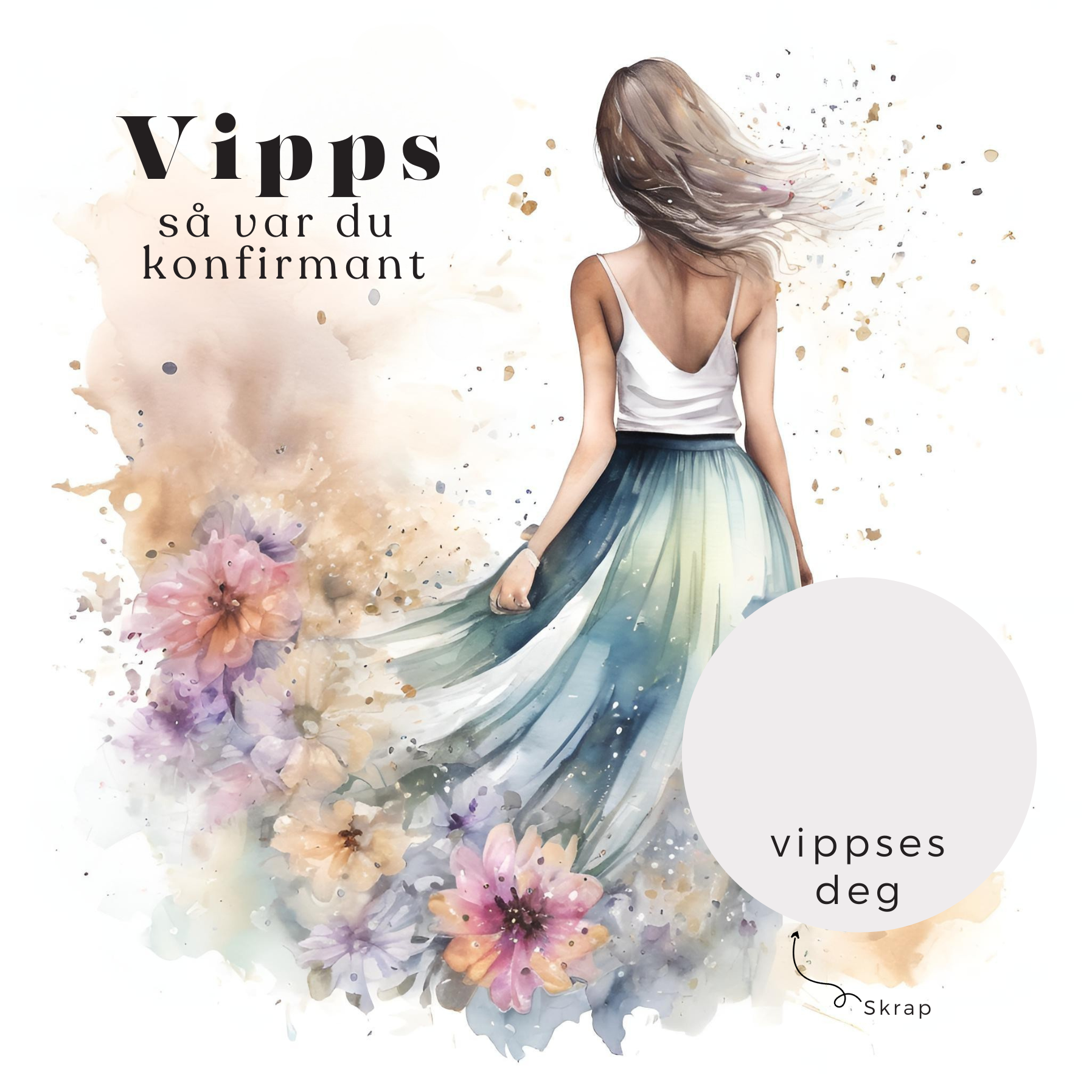 Vipps Konfirmasjonskort  - Blomsterkjole