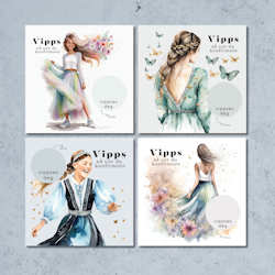 4pk Vipps Konfirmasjonskort - Jente