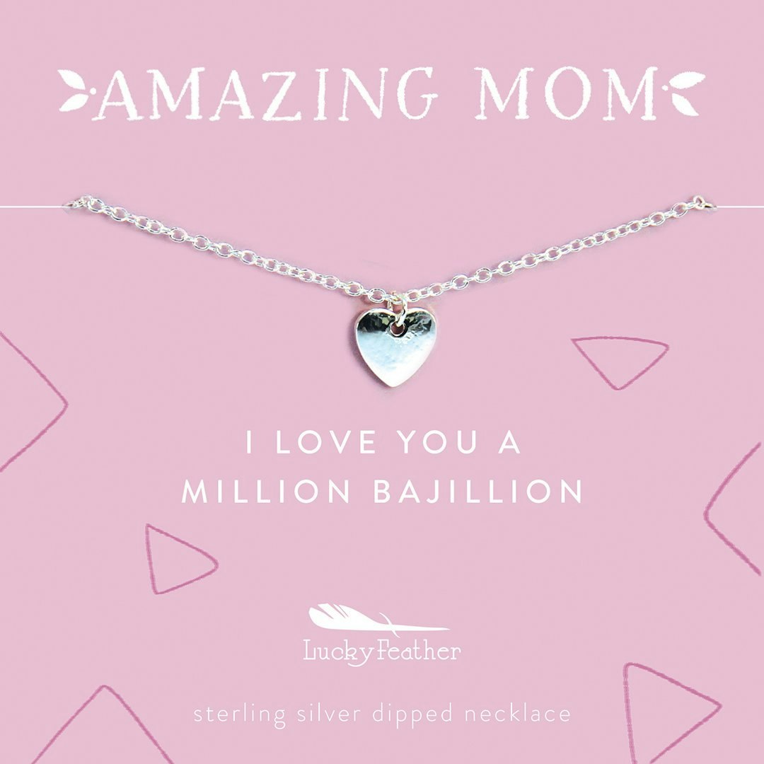 Lucky Feather - Amazing  Mum - Heart Silver Necklace