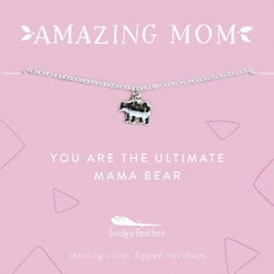 Lucky Feather - Mama Bear - Silver Necklace