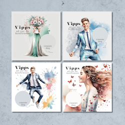 4pk Vipps Konfirmasjonskort - Mix