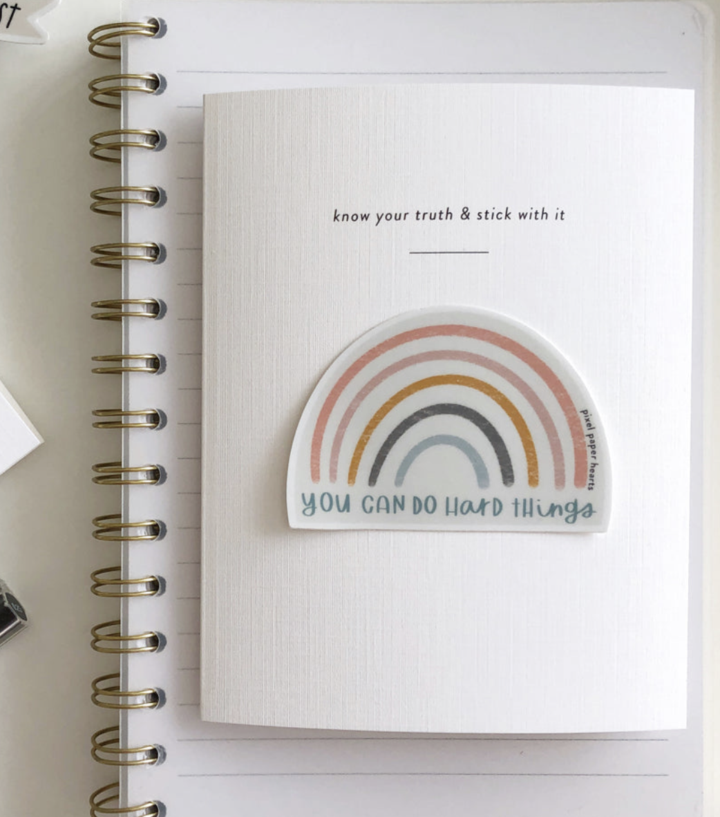Pixel Paper Heart Sticker Card - You can do Hard Things