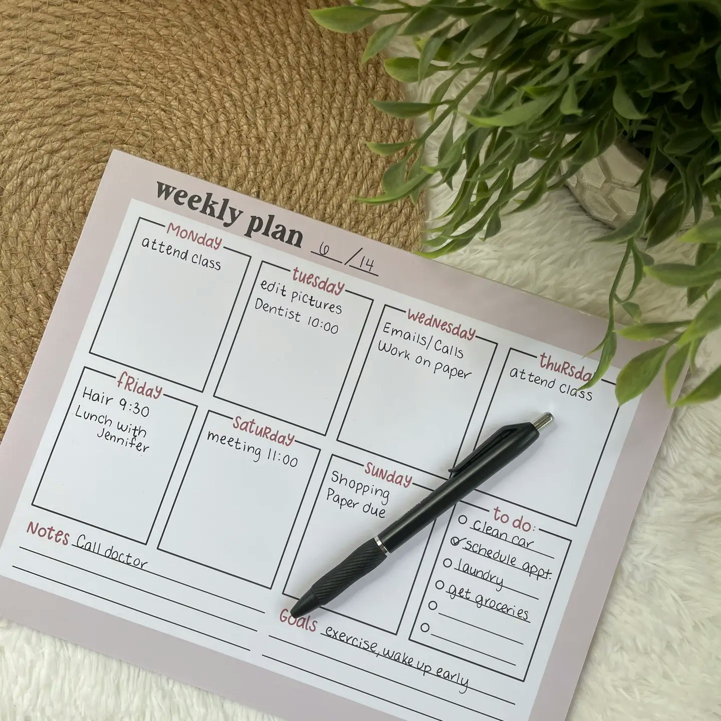 A4 Weekly Planner