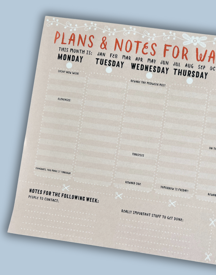 Weekly planner for Wandering Minds