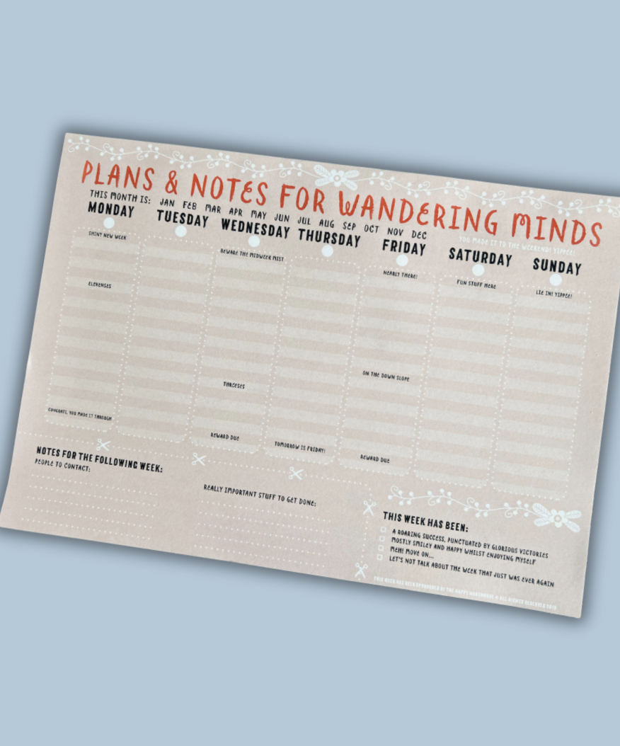 Weekly planner for Wandering Minds