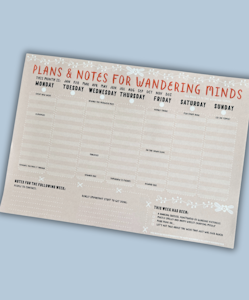 Weekly planner for Wandering Minds