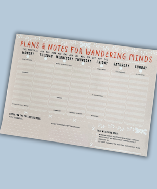 Weekly planner for Wandering Minds