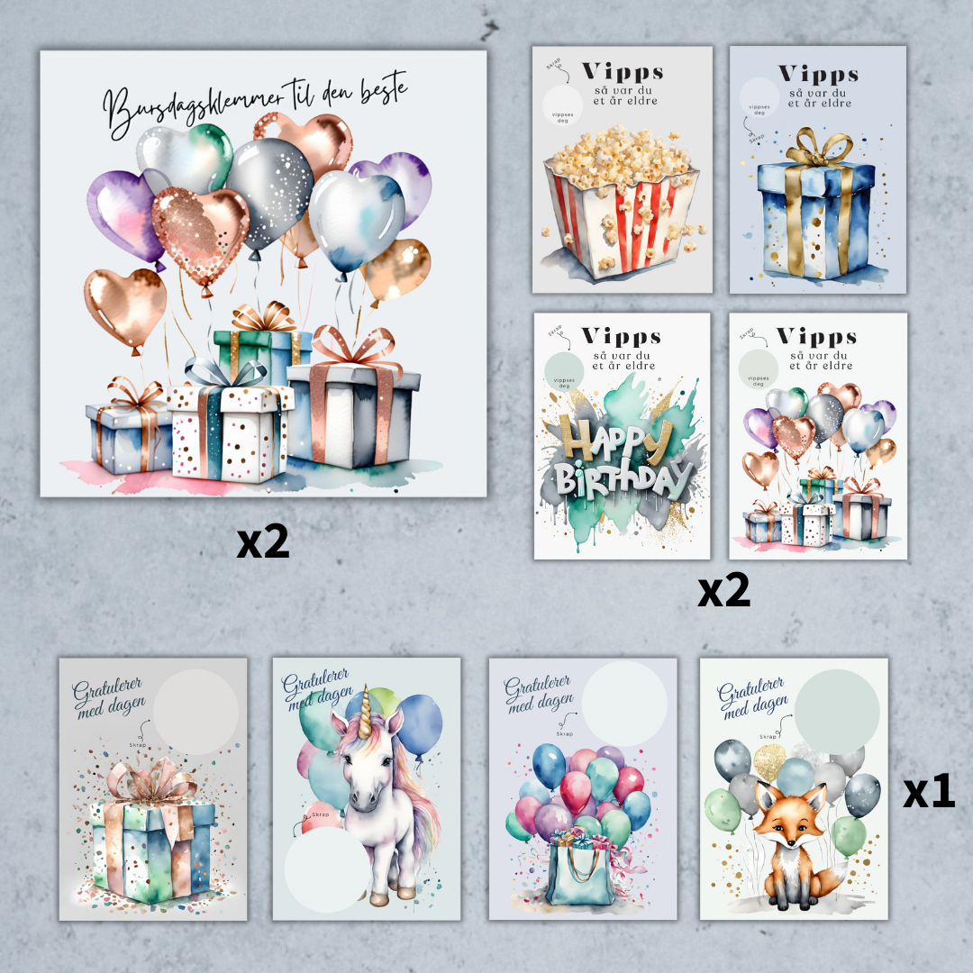 14pk mix Bursdagskort