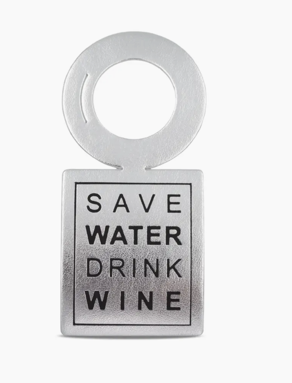 Vinstrip - Flaskekort Sølv - "Save Water Drink Wine"