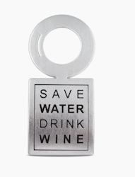 Vinstrip - Flaskekort Sølv - "Save Water Drink Wine"