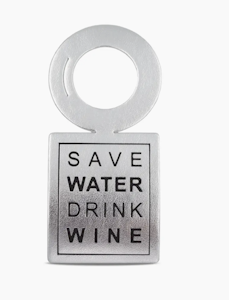 Vinstrip - Flaskekort Sølv - "Save Water Drink Wine"