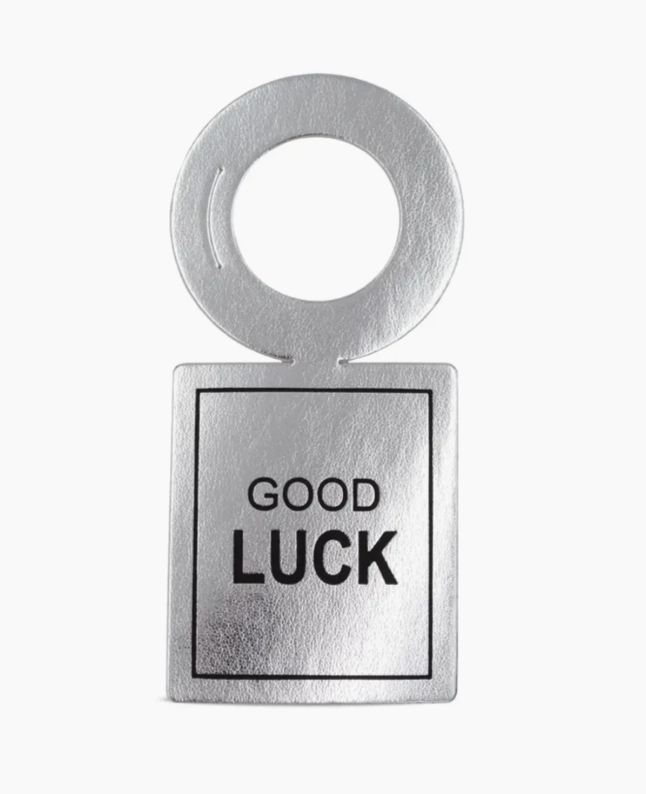 Vinstrip - Flaskekort Sølv - "Good Luck"