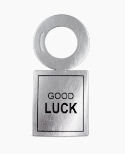Vinstrip - Flaskekort Sølv - "Good Luck"