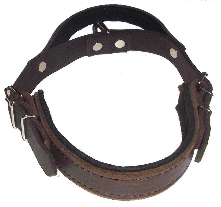 Halsband med handtag, mörkbrunt