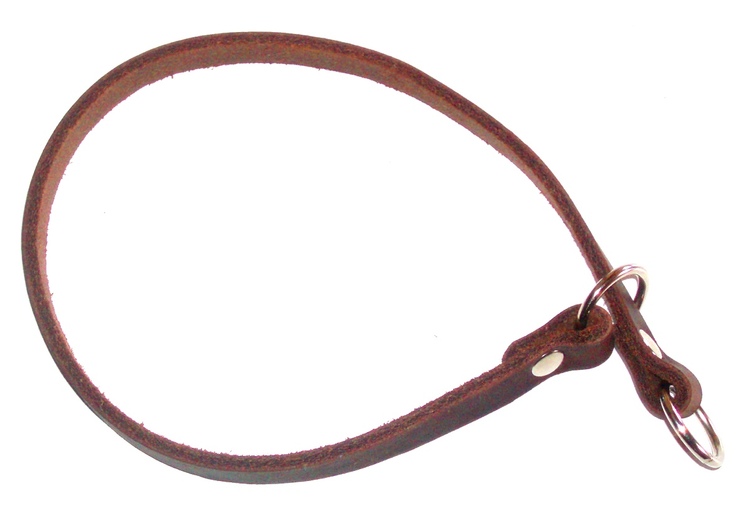 Stryphalsband i läder, brun