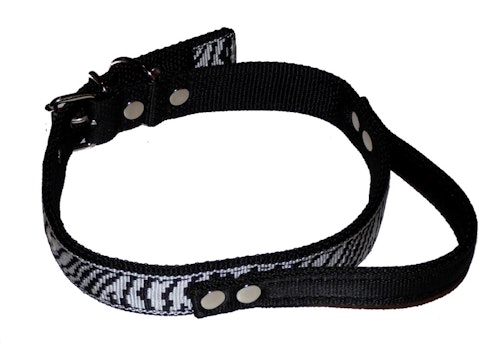Halsband med handtag "zebra randig"