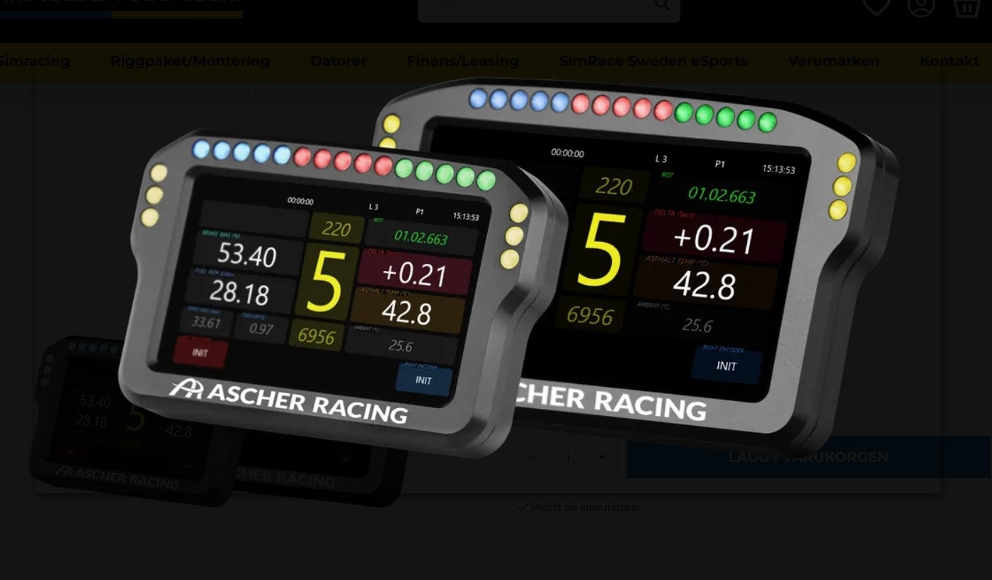 Ascher-Racing Display 4" eller 5"