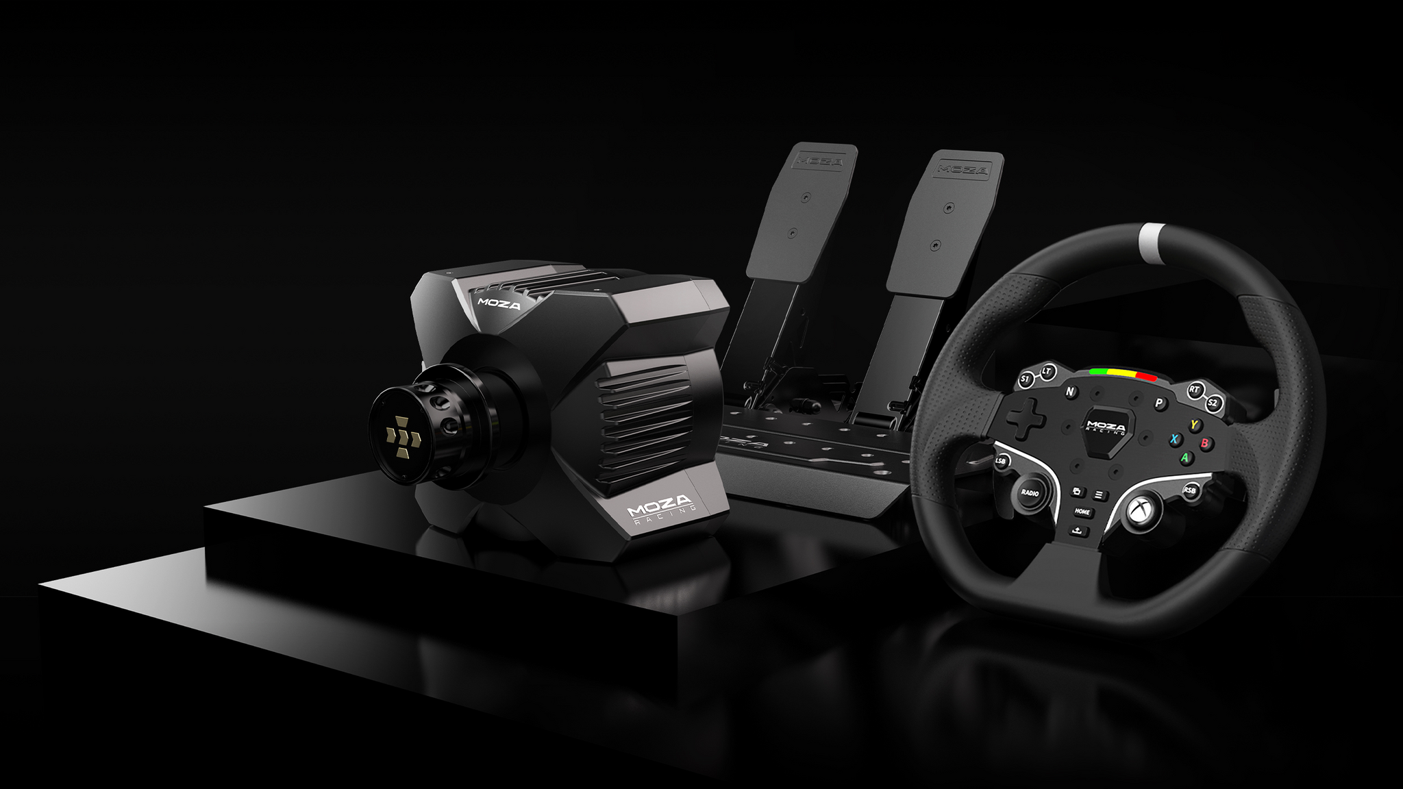 MOZA R3 Bundle Ratt/rattbas och pedaler PC och Xbox