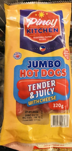 Jumbo hotdog Tender & juicy with cheese