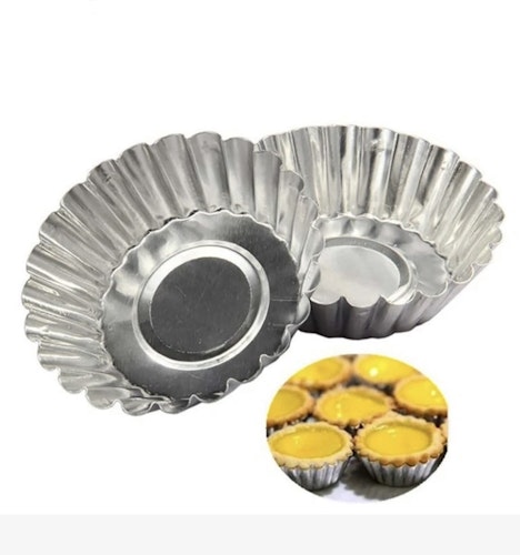 Set Of 10 Aluminum Alloy Tart Molds For Pudding, Tart, And Mini Cakes With Bottom, Flower Edge, Chrysanthemum Shape, Jelly And Baking Molds