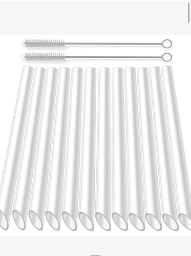 Bubble tea straws /12pcs 13mm X 10.5 Inches Reusable Smoothie Straws With 2 Cleaning Brushes, Pointed Design In Transparent For Extra Wide Bubble Tea Straws Perfect For Milkshakes, Fruit Juice And Sum