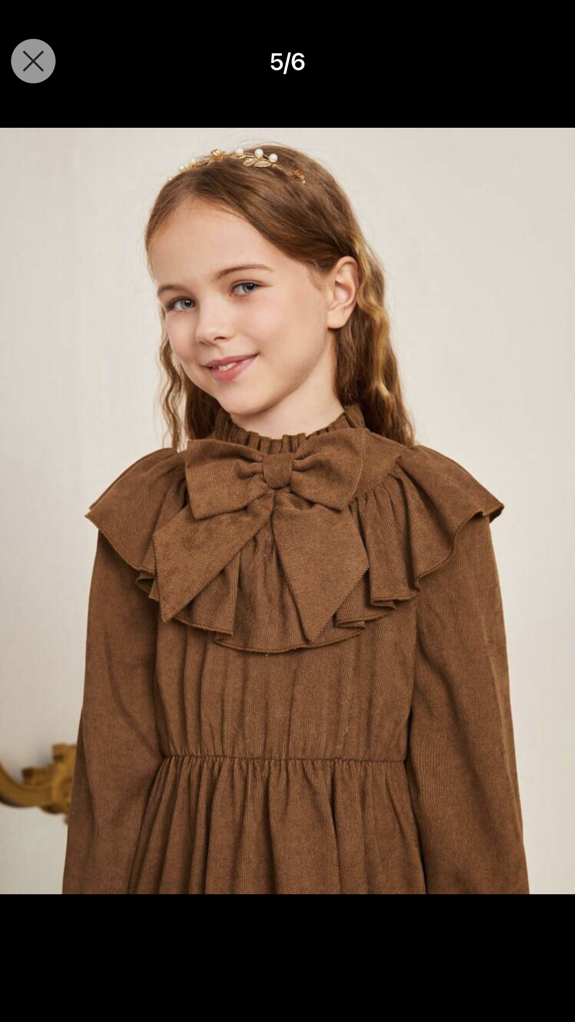 Kids FANZEY Tween Girl Flounce Sleeve Ruffle Trim Bow Front Dress. 9Y 124-134 Cm