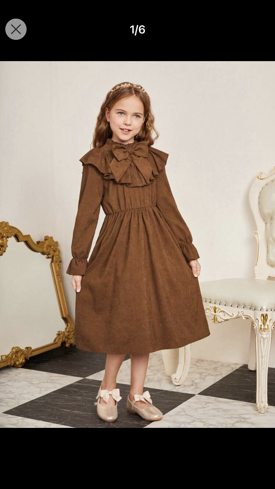 Kids FANZEY Tween Girl Flounce Sleeve Ruffle Trim Bow Front Dress. 9Y 124-134 Cm