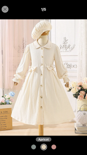 Tween Girl 1pc Bow Front Flare Sleeve Shirt Dress 9Y 124-134cm