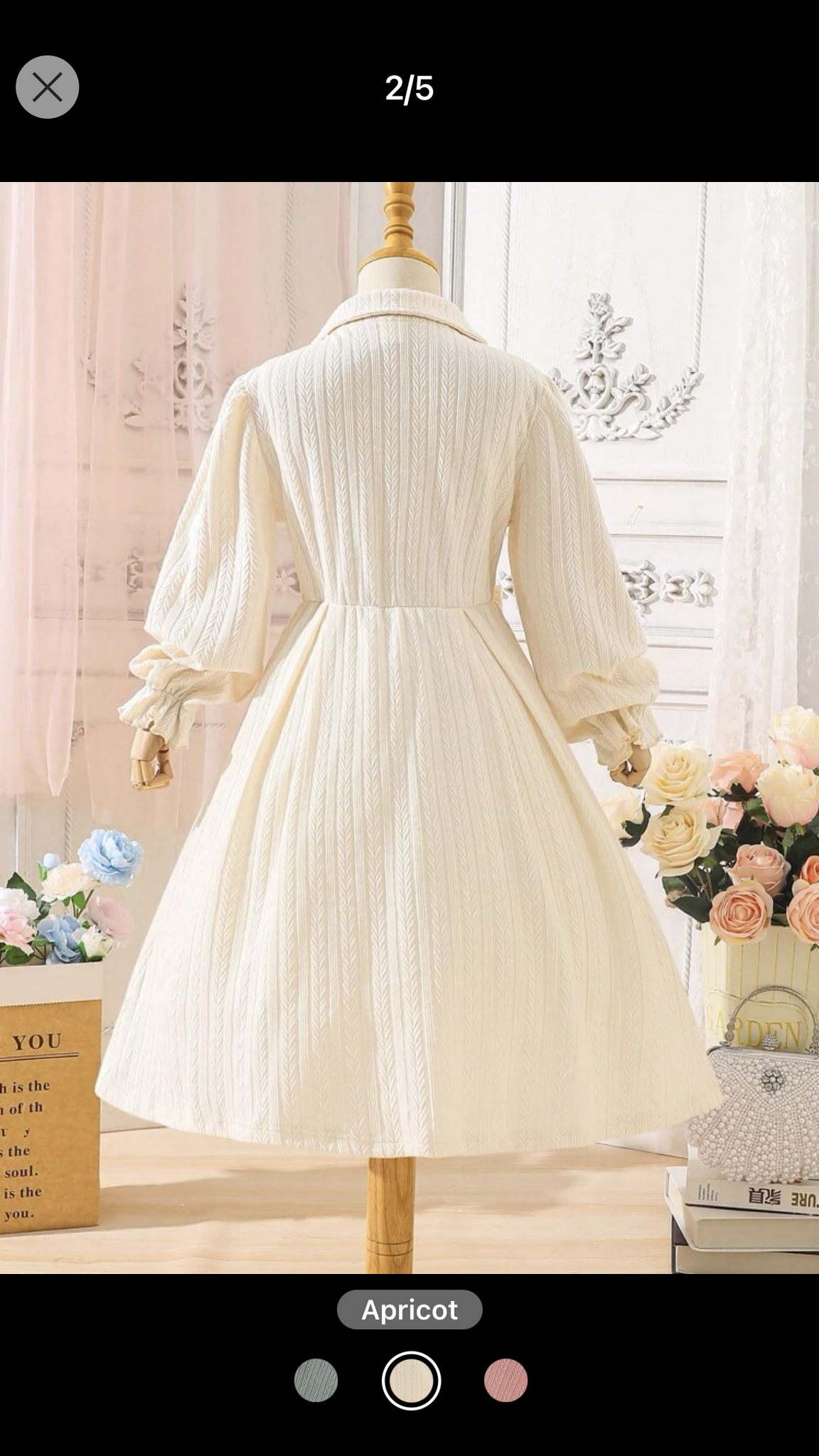 Tween Girl 1pc Bow Front Flare Sleeve Shirt Dress 9Y 124-134cm