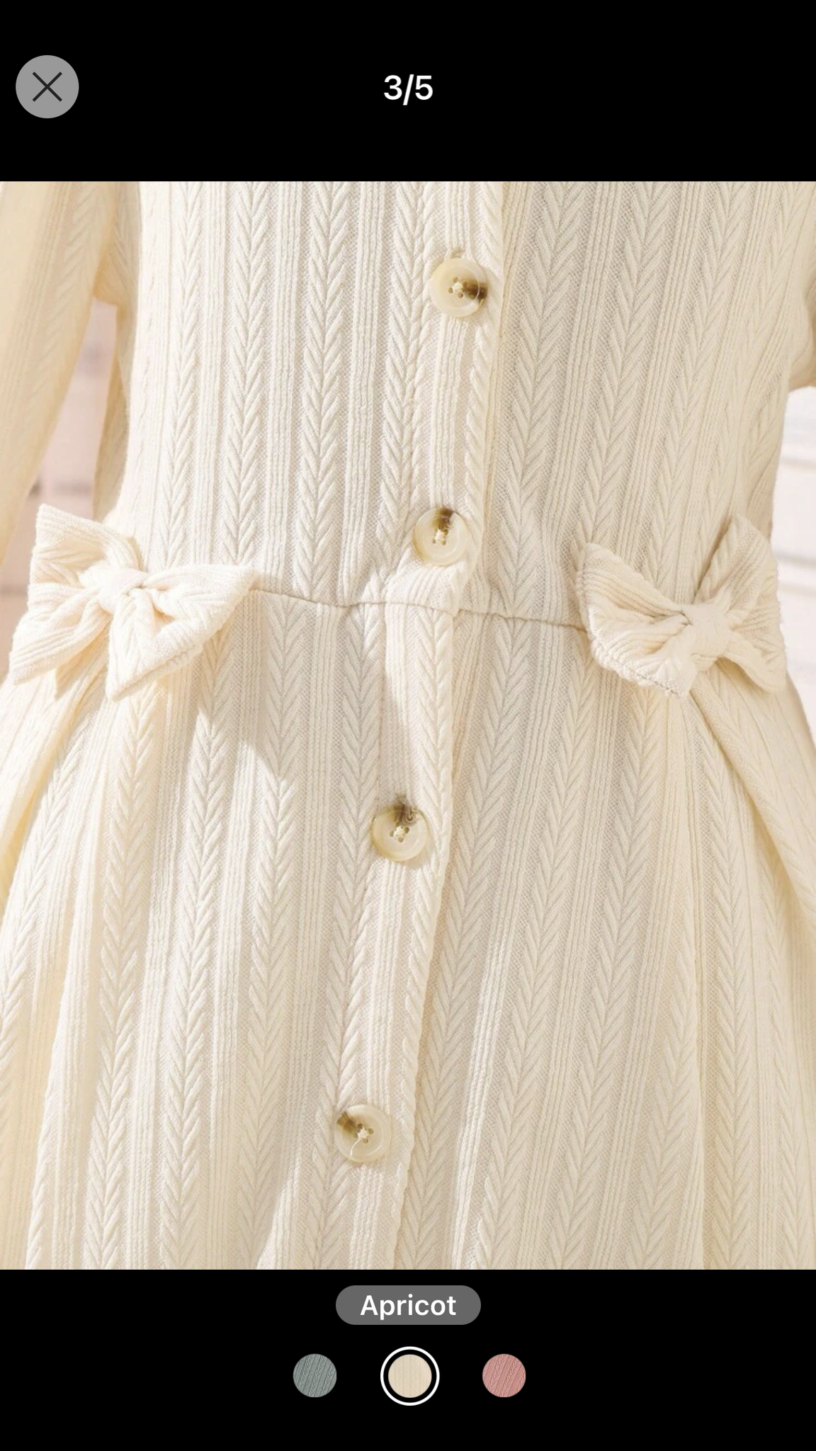 Tween Girl 1pc Bow Front Flare Sleeve Shirt Dress 9Y 124-134cm