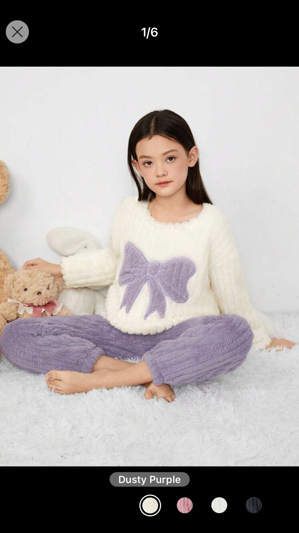 Tween Girl Bow Pattern Flannel Top & Pants PJ Set 9Y 124-134