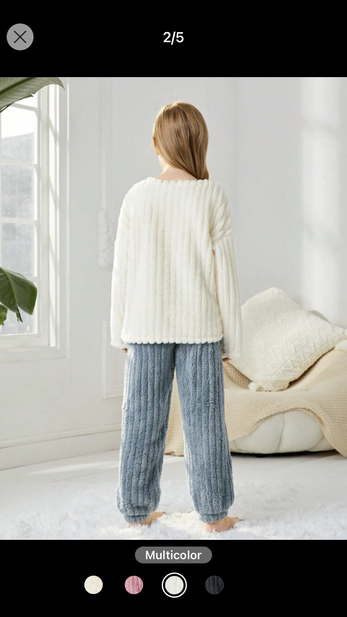 Tween Girl Bow Pattern Flannel Top & Pants PJ Set 9Y 124-134